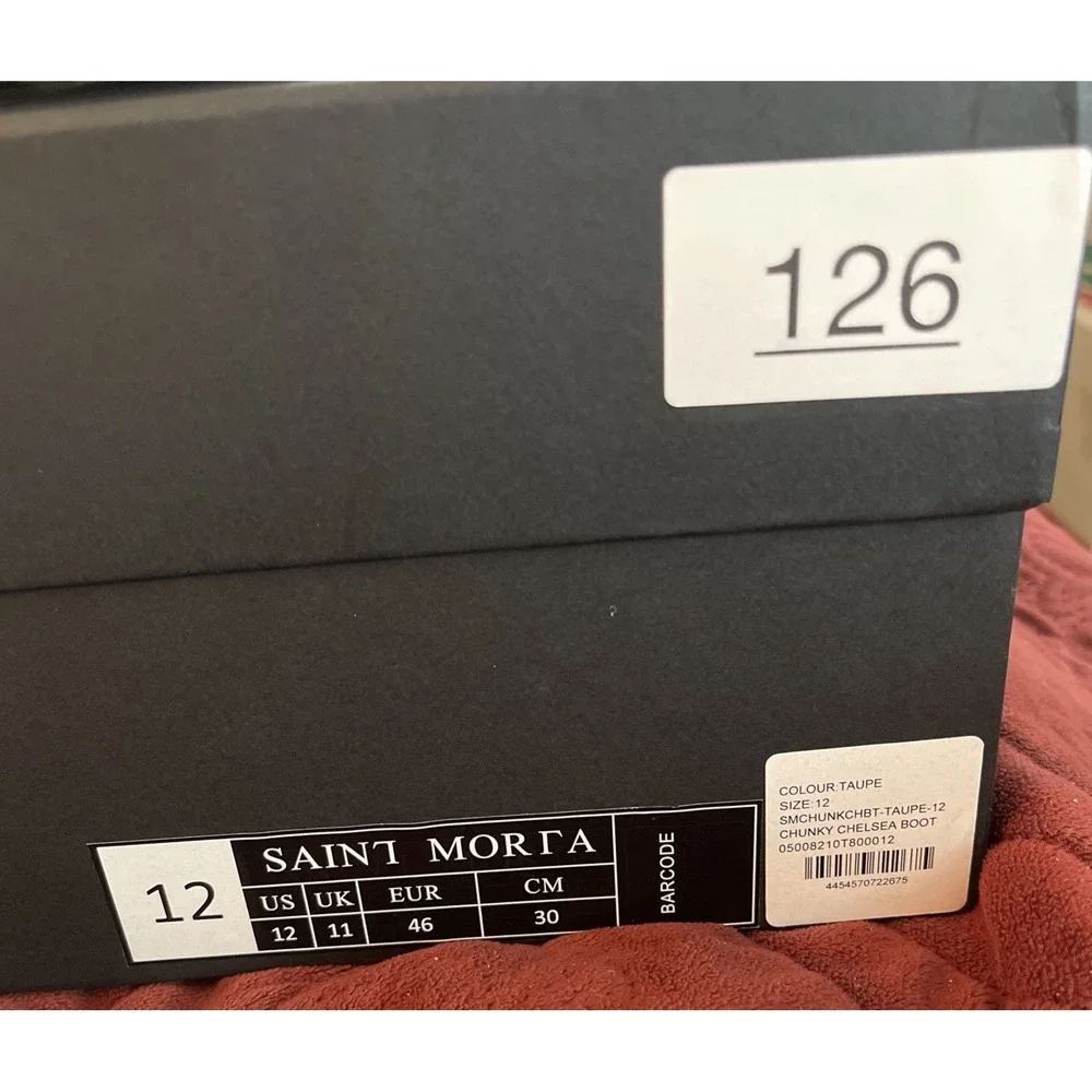NIB SAINT MORTA Men Leather Sz US 12 EU 46 Chunky Chelsea Boot Taupe Dust Bags‎